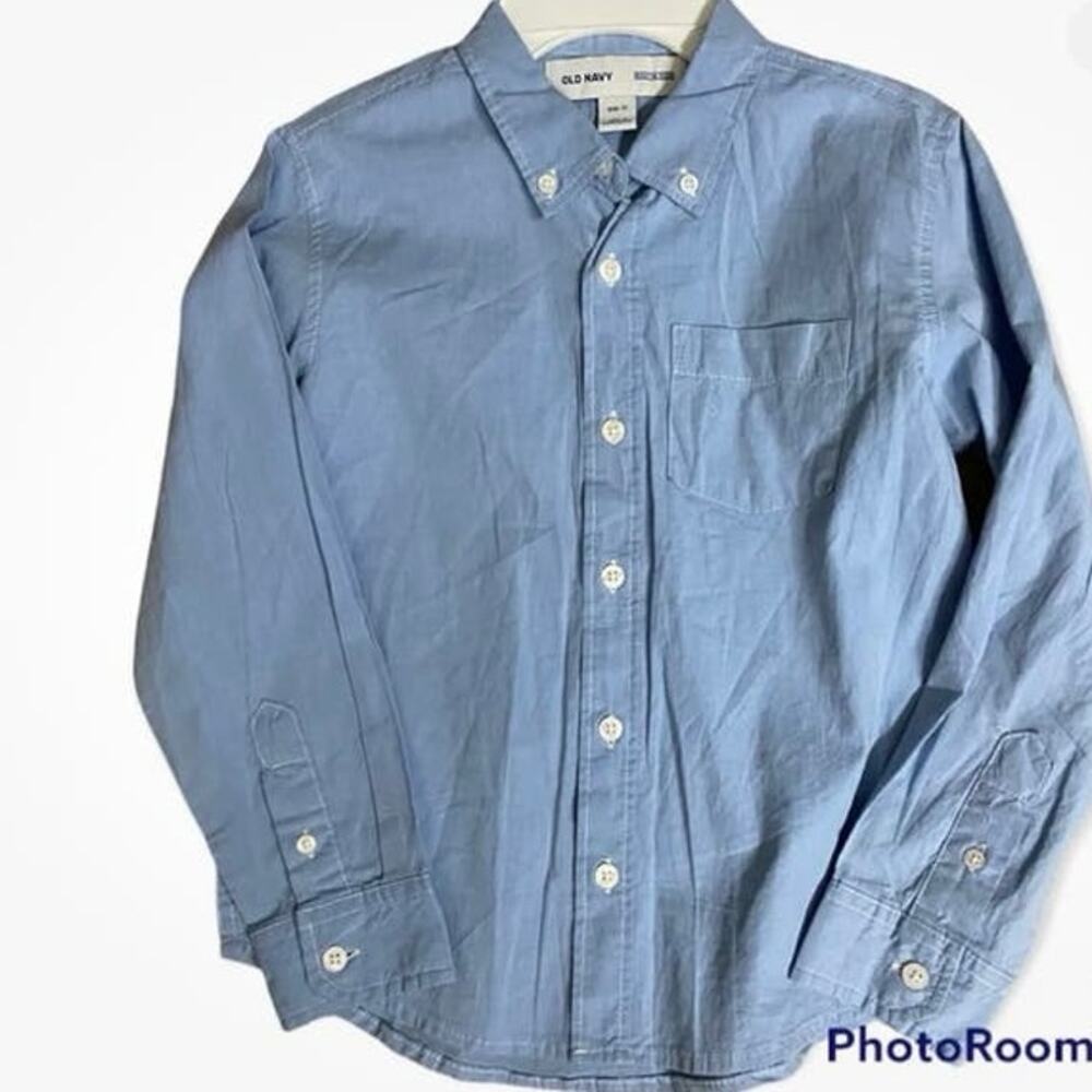 Old Navy Blue Button Down Oxford L/Sleeve Boys Shirt, Size Small (6-7), B59, $12